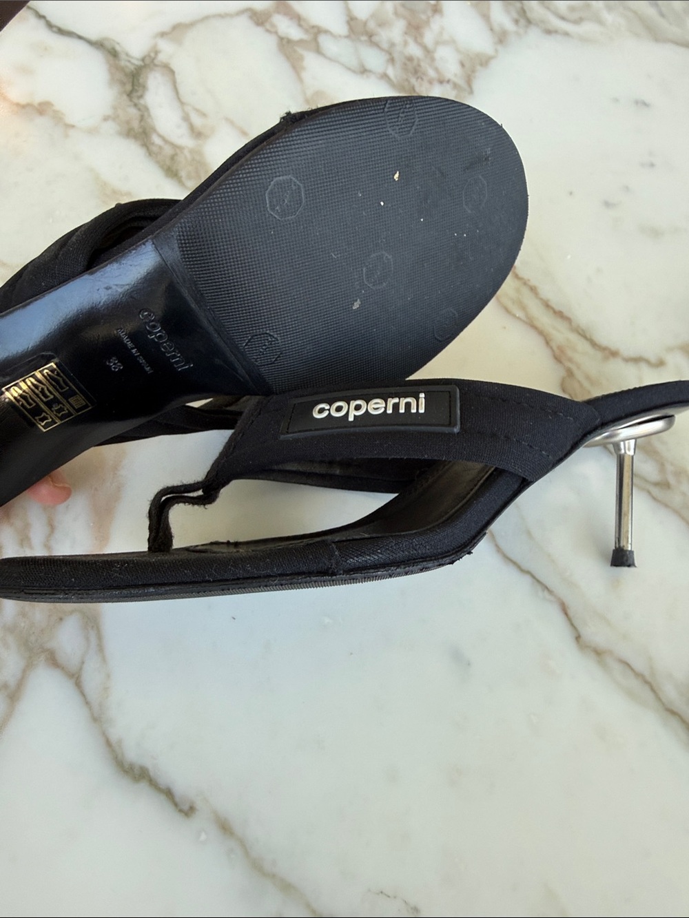 Coperni Black Thong Heel Sandals with Silver Stiletto - Picture 2 of 2